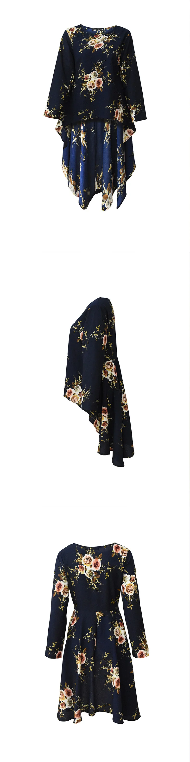 Мусульманский абайя платье рубашка блузка Топы корректирующие с цветочным принтом свободные стиль плюс размеры исламская костюмы Ближний