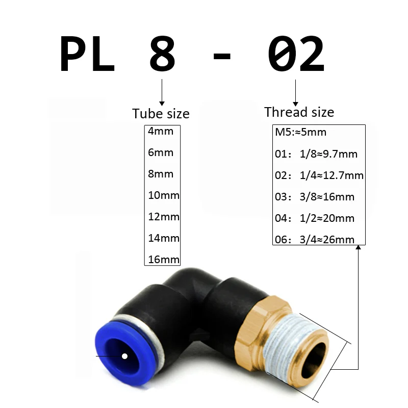 L Форма OD 4/6/8/10/12 мм шланг трубки* M5 1/" 1/4" 3/" 1/2" BSPT наружная резьба Воздушный Пневматический разъем локоть обратной стороне обеспечивает удобство использования