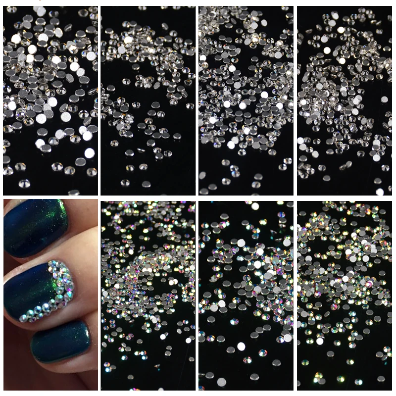 

1440pcs/bag Flat Back Nail Art crystal ab Glue On Non Hotfix rhinestones for nails diy nail accessori decorations