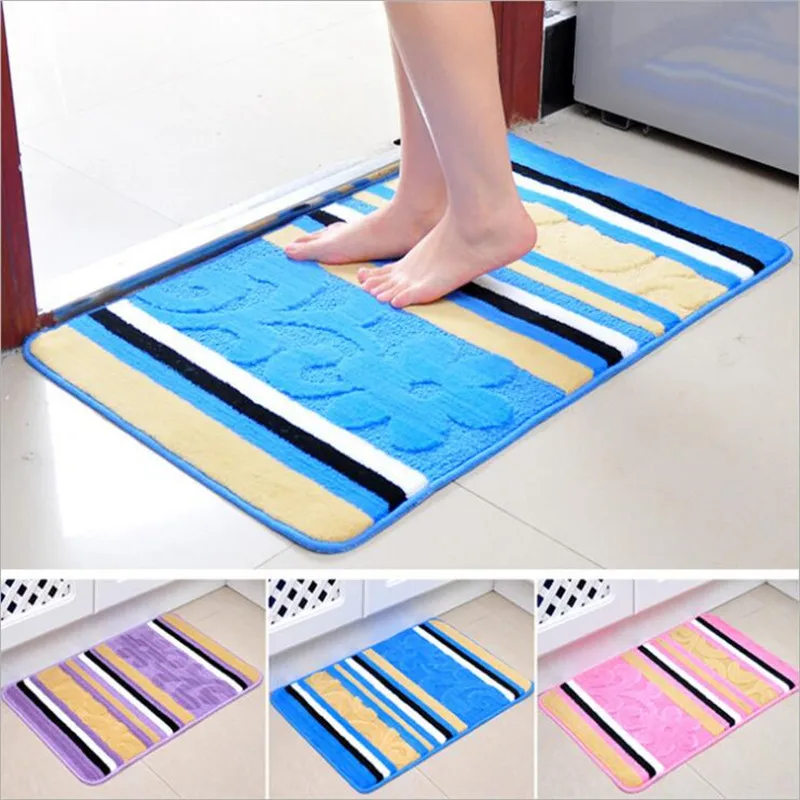 

Occident Style Polypropylene bedroom floor Carpet with embossing flower and stripe pattern Non-Slip living room Kitchen mat