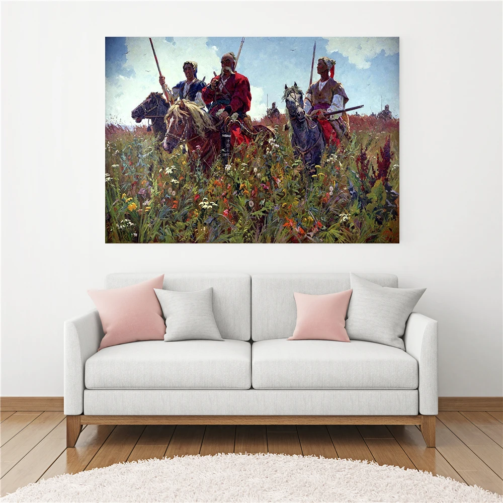 

Home Picture Abstract Creativity Field Cossacks Horse Poster Vitage Wall Art For Retro Canvas Painting Scandinavian Decoration