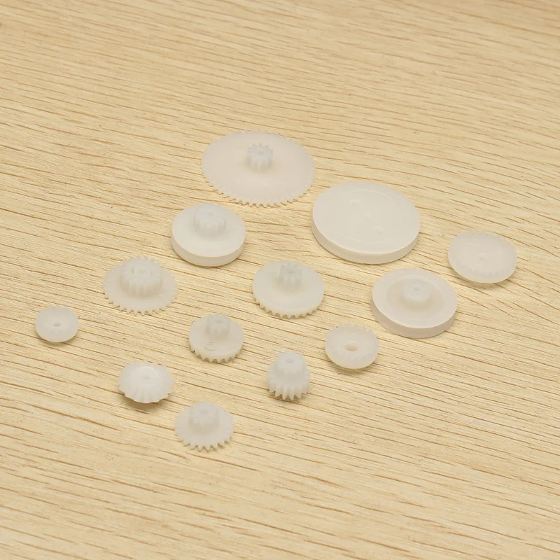 60 unids/set juego de engranajes de plástico DIY correa de polea gusano doble engranaje para Robot herramienta de bricolaje