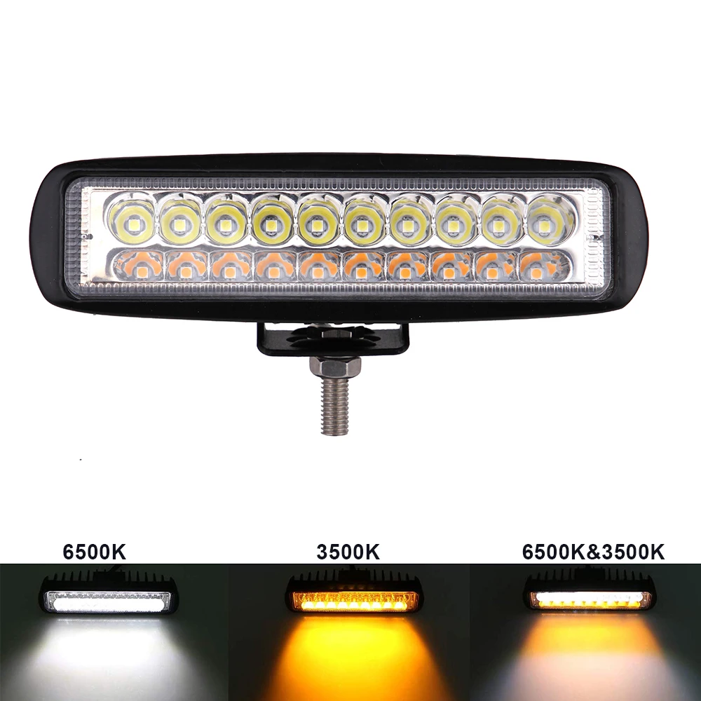 

6INCH LED WORK LIGHT DRL AMBER WHITE WARNING FOG LAMP 12V 24V CAR SUV BOAT MOTORCYCLE 4WD ATV EXTERIOR AUXILIARY DUAL COLOR LAMP