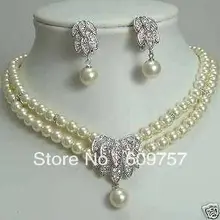 Используйте белые желтые ожерелья с натуральным жемчугом естественное комодство 7-8 мм пресноводное серебряное ожерелье с жемчугом сережки наборы