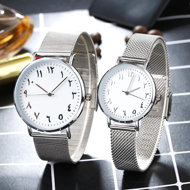 Luxury BGG Brand Unique Arabic Numbers 2017 White Black Lover's Watch Mesh Steel Luxury BGG Brand Unique Arabic Numbers 2017 White Black Lover's Watch Mesh Steel