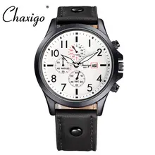 Chaxigo 2016 Luxury Brand Military Watch Men Quartz Analog Clock Leather Man Sports Watches Army masculino Pokemon Go