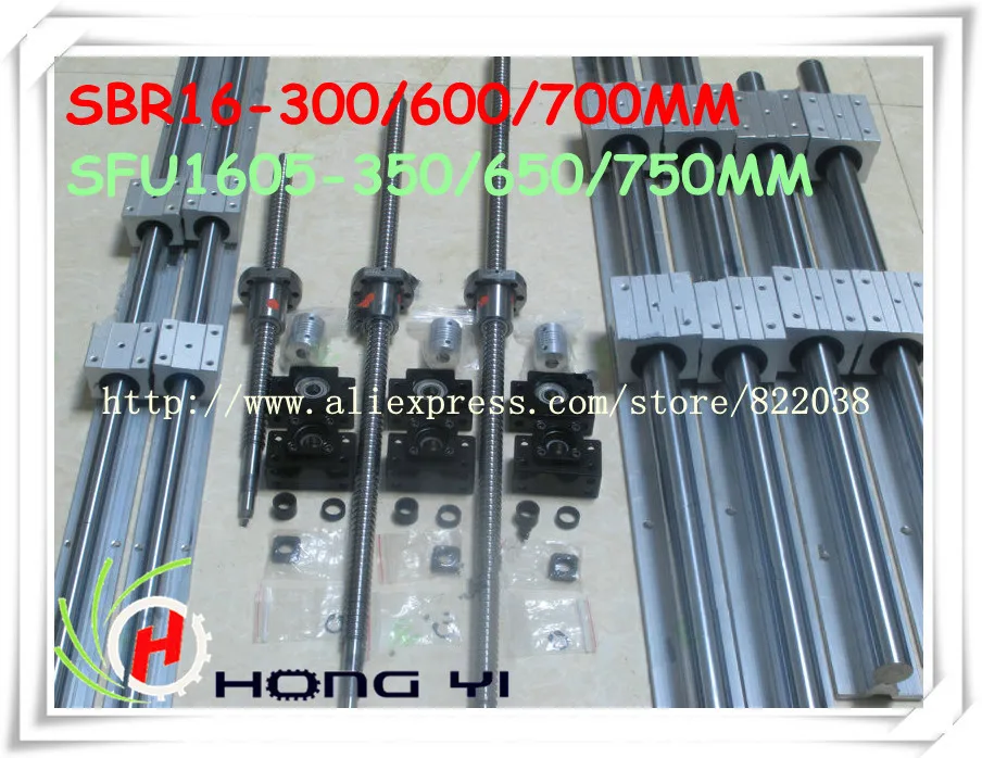 

2 x SBR16 L = 300/600/700MM +3 SFU1605+ 3 ballscrew ballnut +3 Nut seat + 3 BK/BF12 + 6.35*10 couplings