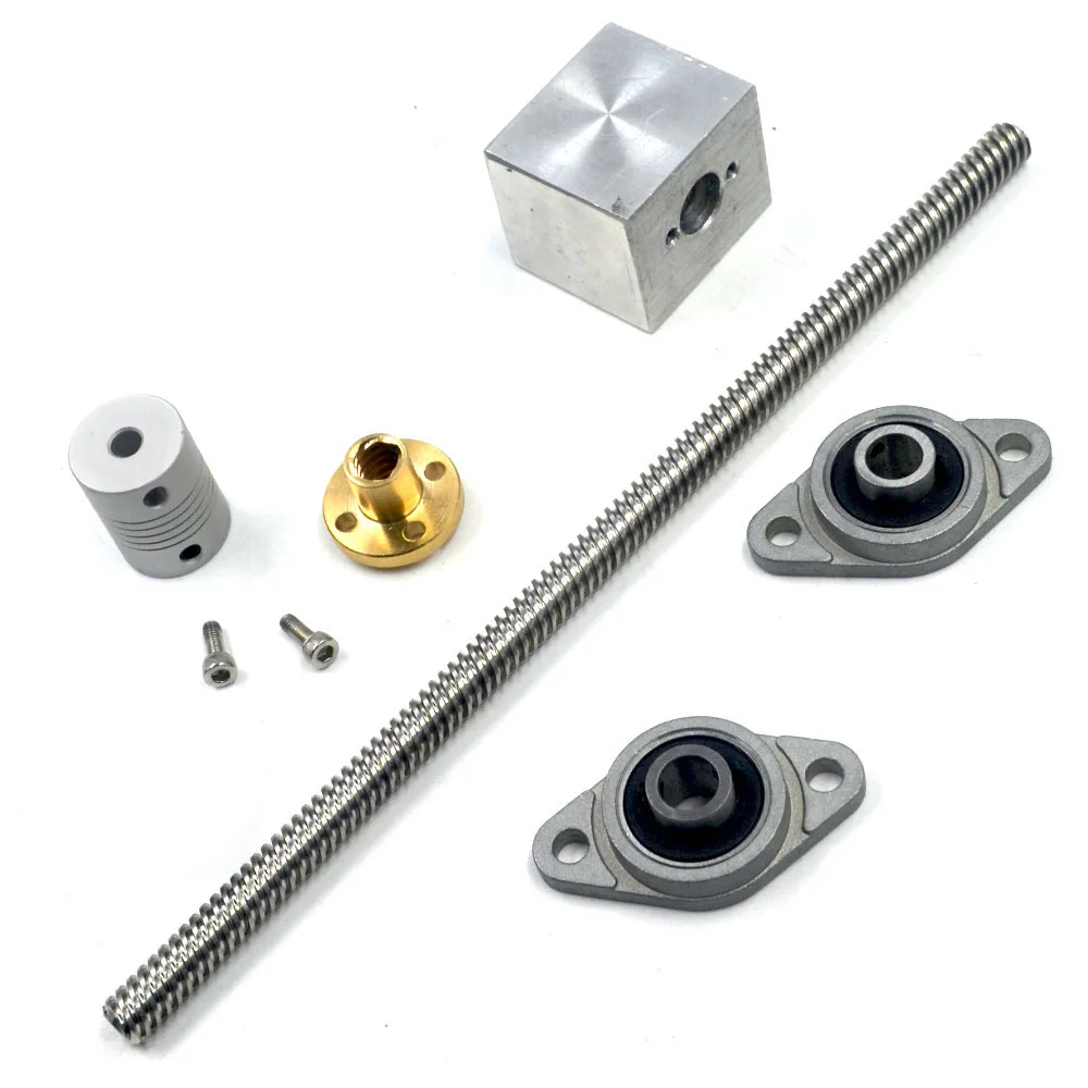 100mm-Length-8mm-Dia-Silver-Vertical-2mm-Lead-Screw-Rod-Pillow-Block-Mounted-Bearing-T8-Lead