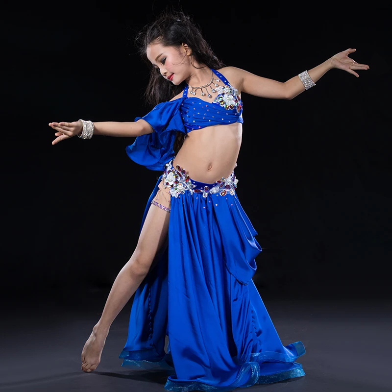 Kids Girls Belly Dance Costumes Silk Satin Sexy Indian Dress Oriental