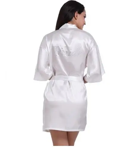 

RB89 Rhinestone Letter Bride Robes Bridesmaids and Maid Of Honor Robes Sleepwear Nightwear Wedding Bathrobe Night dress Gown