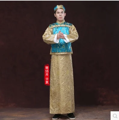 В китайском национальном стиле платье халат костюм Hanfu Для мужчин халат Костюмы традиционный Национальный узор Тан костюм сценическое