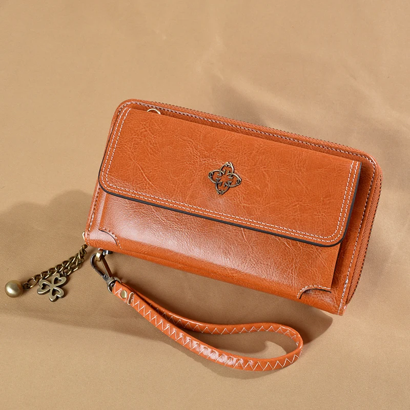 AOEO телефон кошелек женский длинный с двойным карманом браслет один плечевой ремень многофункциональный Дамский кошелек Тонкий женские кошельки