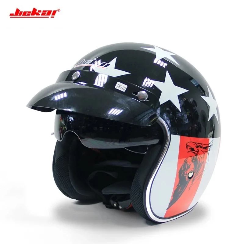 JIEKAI Универсальный мотоциклетный шлем ретро открытый для лица Защита от холода безопасный для езды головной убор для езды на скутере с козырьком L XL