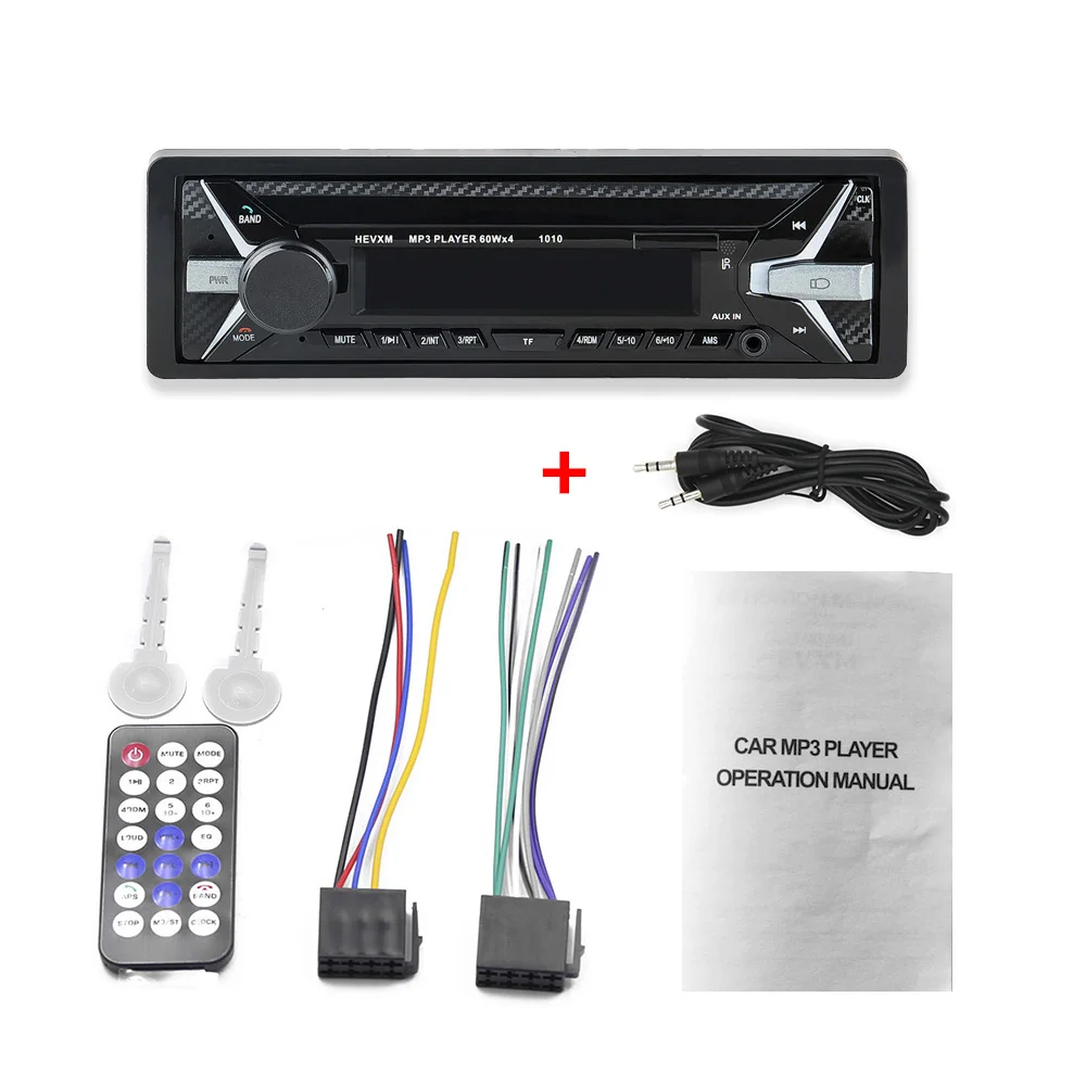 Автомагнитола 1 Din Bluetooth SD MP3 плеер Coche радио Estereo Poste Para Авто аудио стерео Carro Samochodowe Automotivo - Цвет: with AUX cable