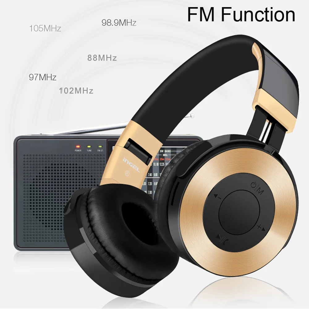 Bluetooth наушники над ухом Hi-Fi стерео Беспроводная гарнитура с микрофоном SD TF карта FM для Android Apple гарнитура#5