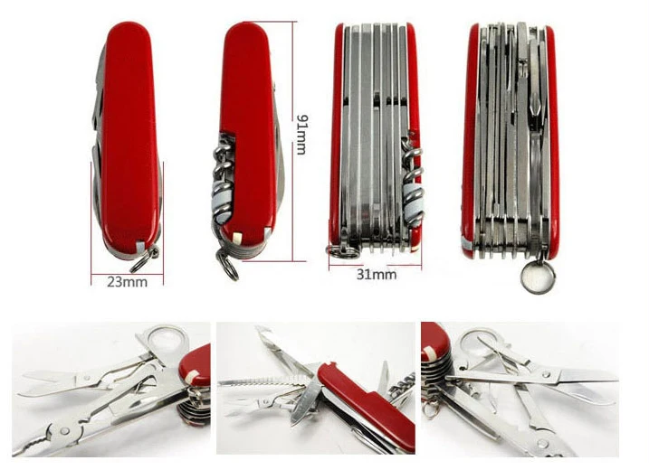 Red Swiss 91mm Multifunctional Folding Army Knives Survival Tools