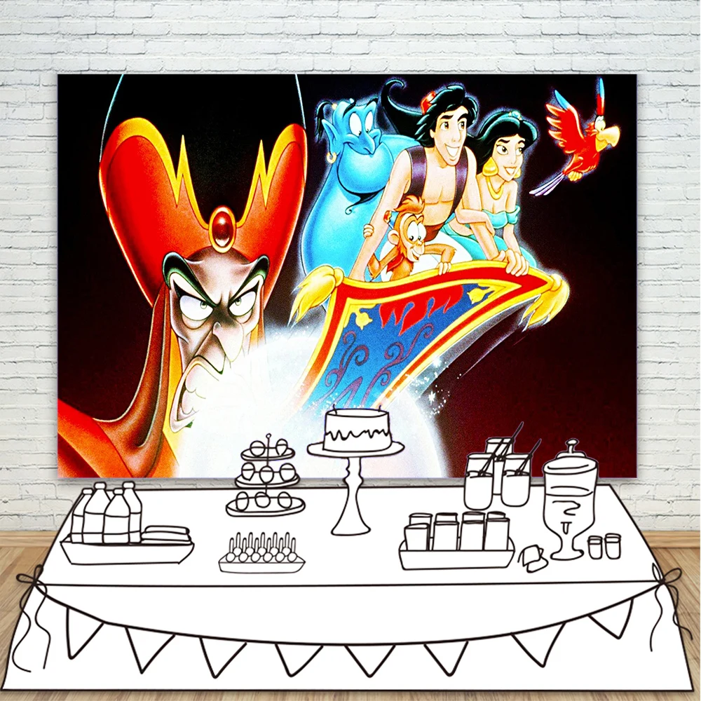 

Photo Background Aladdin Lamp Enchanter and Jasmine Photography Backdrop for Children Magic Evening Decor For Photo Studio Prop