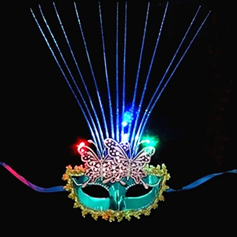 Для женщин леди свет бабочка дождь провода маска мигает светящиеся Бал-маскарад маски Хэллоуин вечерние платье поставки