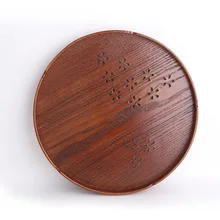 Японский деревянный чайный поднос/набор твердой древесины круглая деревянная тарелка вишневый цвет чайная Тарелка Фруктовый диск вишневый цвет 30 см