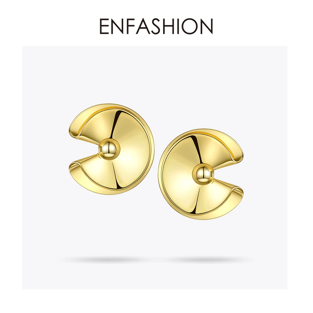 Enfashion, серьги-гвоздики для женщин, подарки, трендовые, золотой цвет, латунь, милые серьги круги, модные ювелирные изделия Oorbellen EF1074