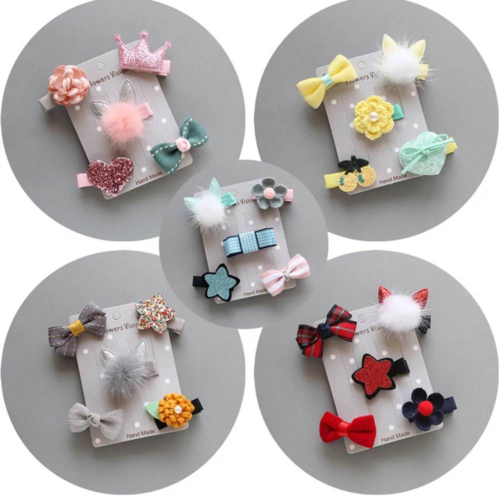 

Baby Hair Clip Set 5Pcs Kids Infant Hairpin Baby Girl Bow Flower Barrettes Star Hair Clip Set Kids Hair Clip
