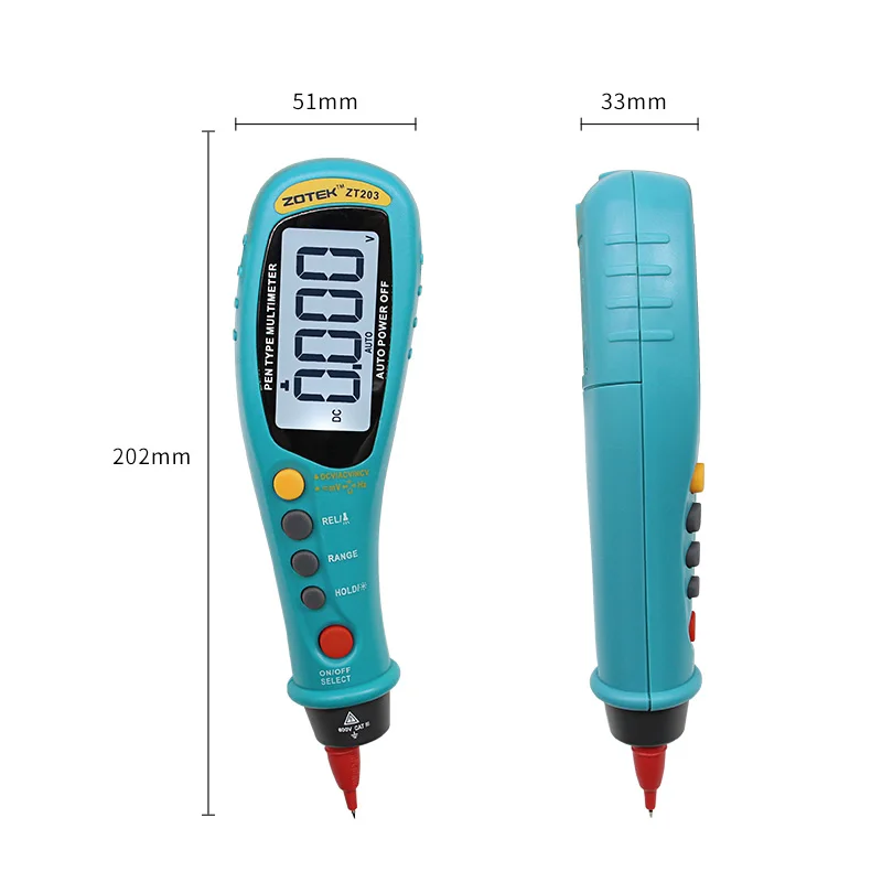 ZOYI ZT203 Цифровой мультиметр кнопка ручка Тип выделенный 550 в true RMS тест AC/DC напряжение диод тест инструмент с подсветкой