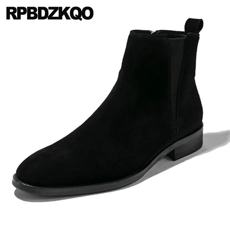 Genuine Leather Short Suede Winter Formal Mens Pointed Toe Dress Boots