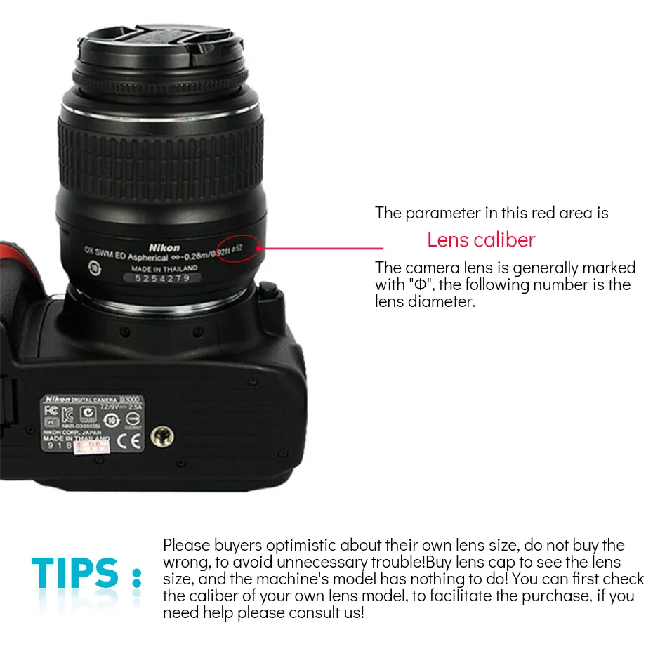TiYiViRi Universal Camera Lens Cap 37 40.5 43 46 49 52 55 58 62 67 72 77 82mm Protection Cover Lens Cover For Canon Nikon Sony   (7)