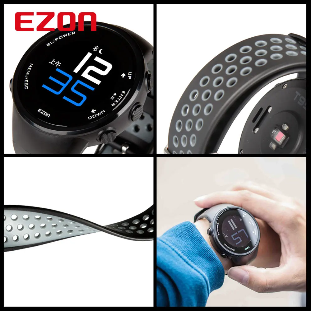 Смарт часы EZON с GPS Bluetooth оптическим датчиком пульсометром цифровыми спортивными