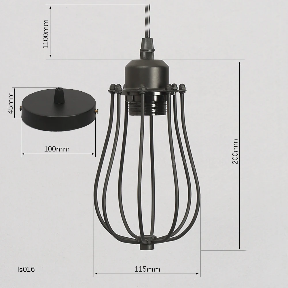 

Retro Vintage Edison Pendant Light Bulb Iron Guard Wire Cage Ceiling Hanging Light Fitting Bar Cafe Lampshade DIY Lamp Base