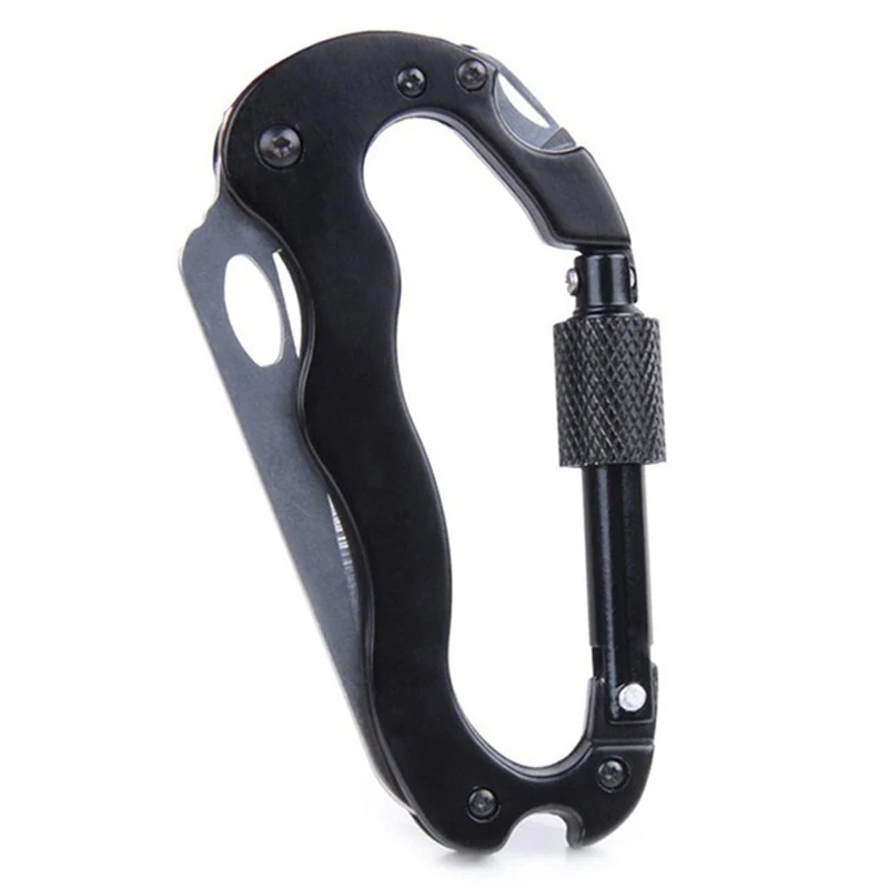 

Multi Carabiner Hanging Buckle Tool Camp 6 in 1 EDC Gear Multifunctional Folding Knife Hike Multipurpose Mountain Climb Outdoor