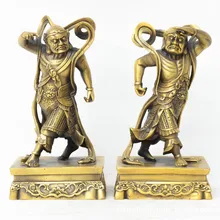 Китайский фэн-шуй, бронза, Deva Kings Heng Ha, две статуя воина, 2 шт./партия