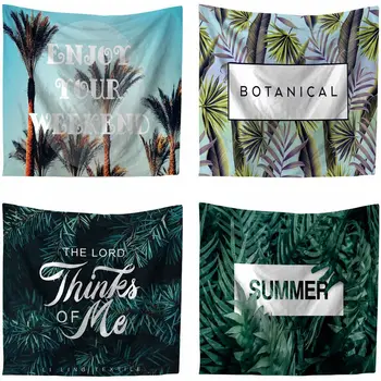 

Wall Tapestry 3d Printing Art Hanging Green Tapestry Banana Leaves Indian Boho Wall Hippie Tapis Carpet Sheet Home Decor