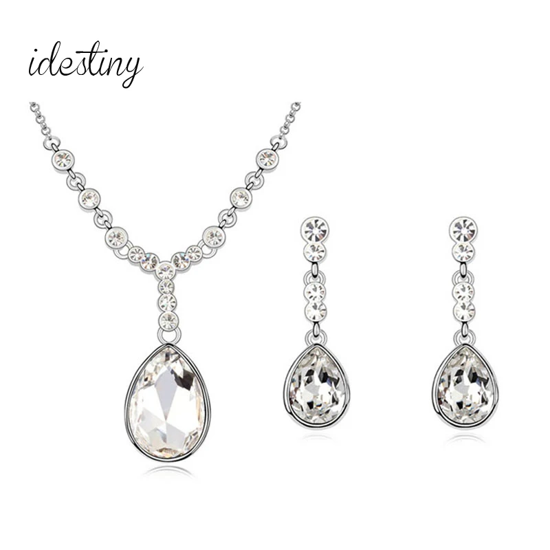 IDESTINY 11,11 распродажа модный брендовый дизайн Роскошная форма слезы Свадебные аксессуары невесты ювелирный набор с австрийским кристаллом IDESTINY 11,11 распродажа модный брендовый дизайн Роскошная форма слезы Свадебные аксессуары невесты ювелирный набор с австрийским кристаллом