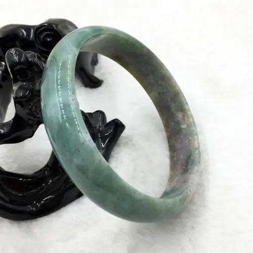 

2445 Natural Grade A Agate Chalcedony Green Jade Gem Bracelet Bangle
