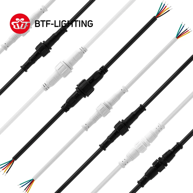 Connecteur Dc Led, 5 Paires, 2/3/4/5 Broches, 20cm, Mâle Et Femelle,  Étanche Ip65, 0.3/0.75mm, 18/20/22/24awg, Noir Et Blanc - Connecteurs -  AliExpress