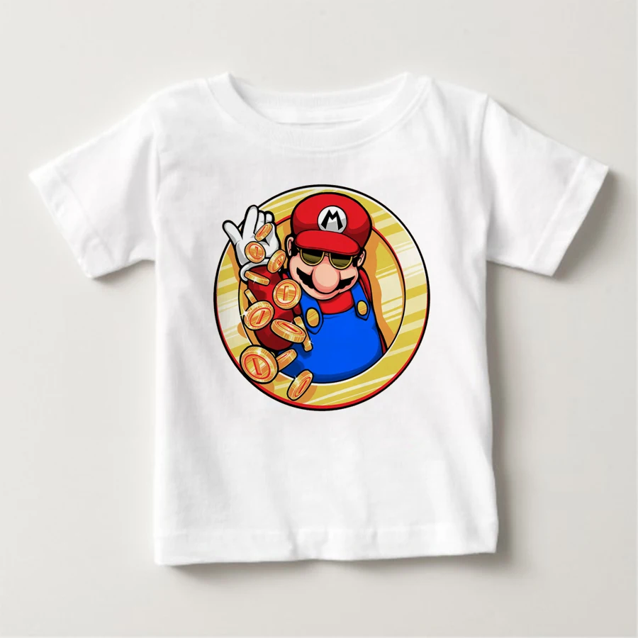 

Cartoon print super Mario brothers children's jackets cute boys and girls summer short sleeves T-Shirts baby clothes