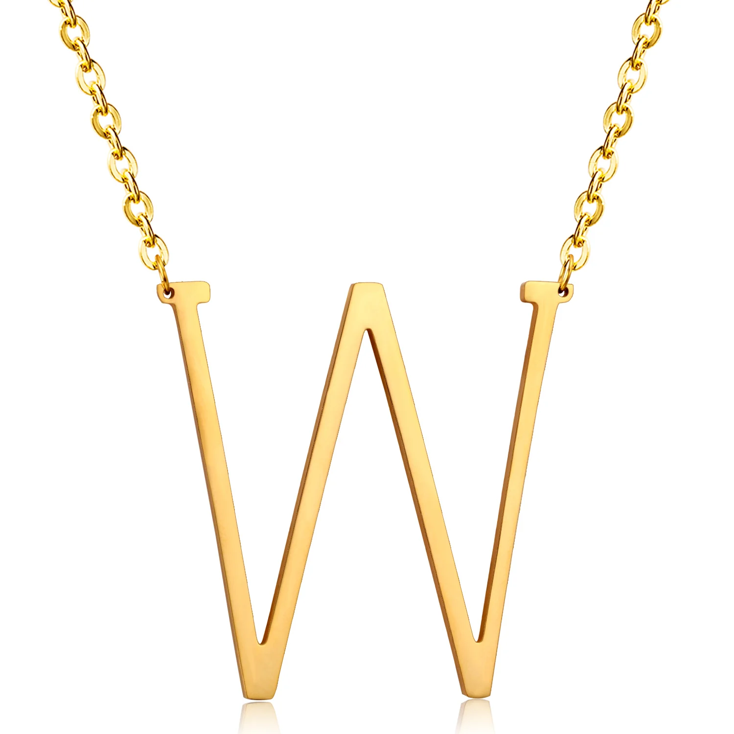 Women W Letter Pendant Necklaces Cheap Titanium 316L Stainless Steel
