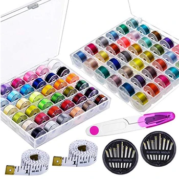 

72 Pcs Bobbins Sewing Threads 60 Pcs Sewing Needles Scissors 2 Pcs Measuring Tapes for Brother Singer Babylock Janome Kenmore se