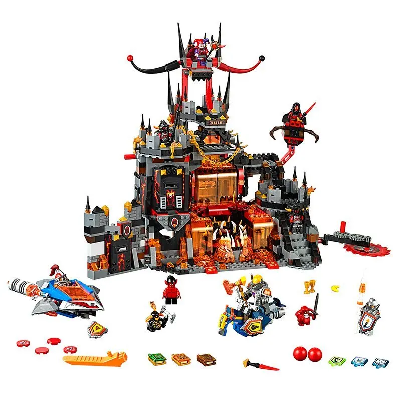

LEPIN 14019 Nexo Knights Axl Jestros Volcano Lair Combination Marvel Building Blocks Toys Minifigures Compatible Lepin Nexus