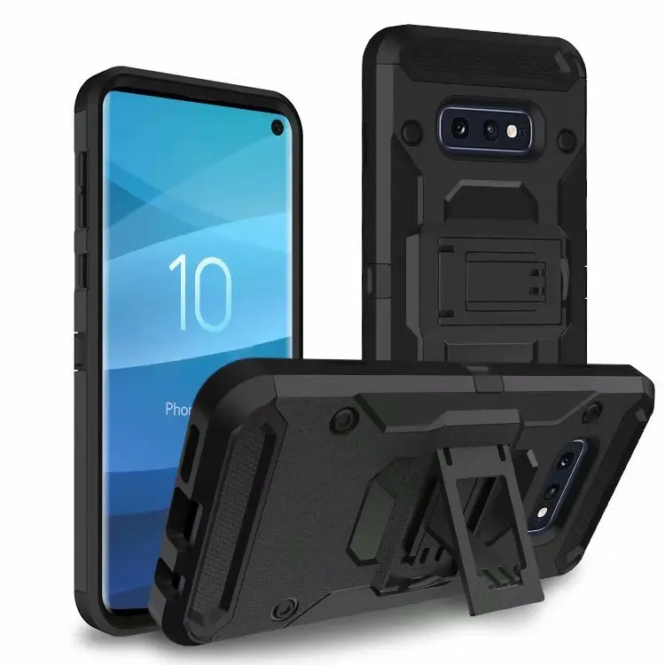 

Shell & Holster Case Super Slim Shell Case w/Built-In Kickstand + Swivel Belt Clip Holster For Samsung Galaxy S10E 5.8"