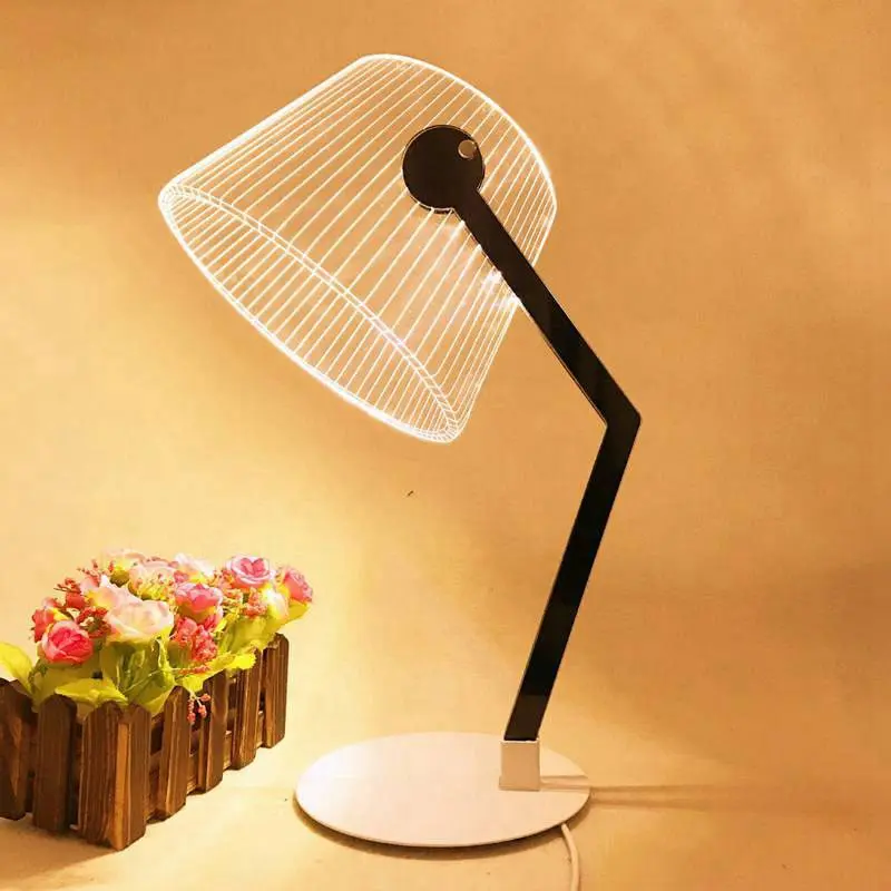 Simple Acrylic 3D Table Lamp LED Light Bedside Lamp Study Living Room Bedroom Decoration Desk Light Creative Stereo Vision Light (1)