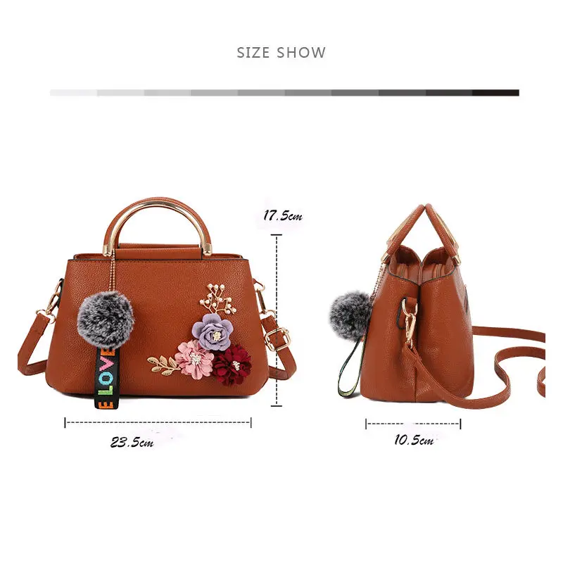 المرأة حقائب بو زهور بلاستيكية حقيبة ساع الفراء الكرة الفاخرة أعلى-حقائب بيد الإناث حمل Crossbody أكياس Bolsas الأنثوية