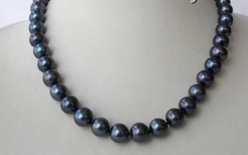 

02237 round black freshwater cultured pearl necklace