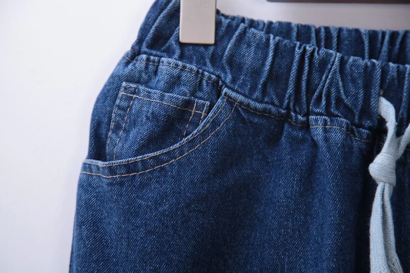 Рваные джинсы-бойфренды для Для женщин джинсовые штаны-шаровары брюки Высокая Талия искусственно состаренные свободные Повседневные длинные брюки