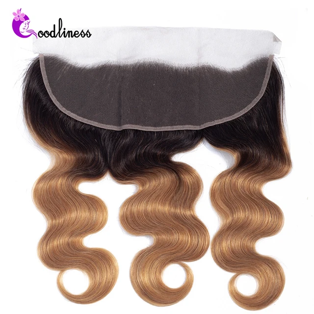 Goodliness Honey Blonde Bundles With Frontal 1B 27 Remy Brazilian Hair Weave Body Wave 100 Human hair Ombre Bundles with Frontal