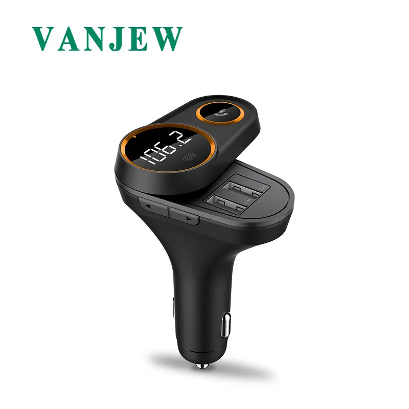 VANJEW C43 Bluetooth FM Transmitter 5V/4.8A Car Charger FM Modulator MP3 Audio Player transmitters Handsfree Call 2 USB Charger