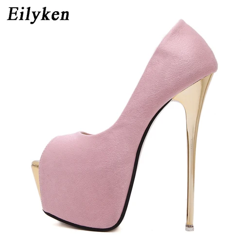 Eilyken/женские туфли-лодочки; женские пикантные туфли-лодочки с открытым носком на высоком каблуке; туфли на платформе; цвет белый, черный, розовый; Свадебные вечерние туфли; размеры 34-45 - Цвет: pink