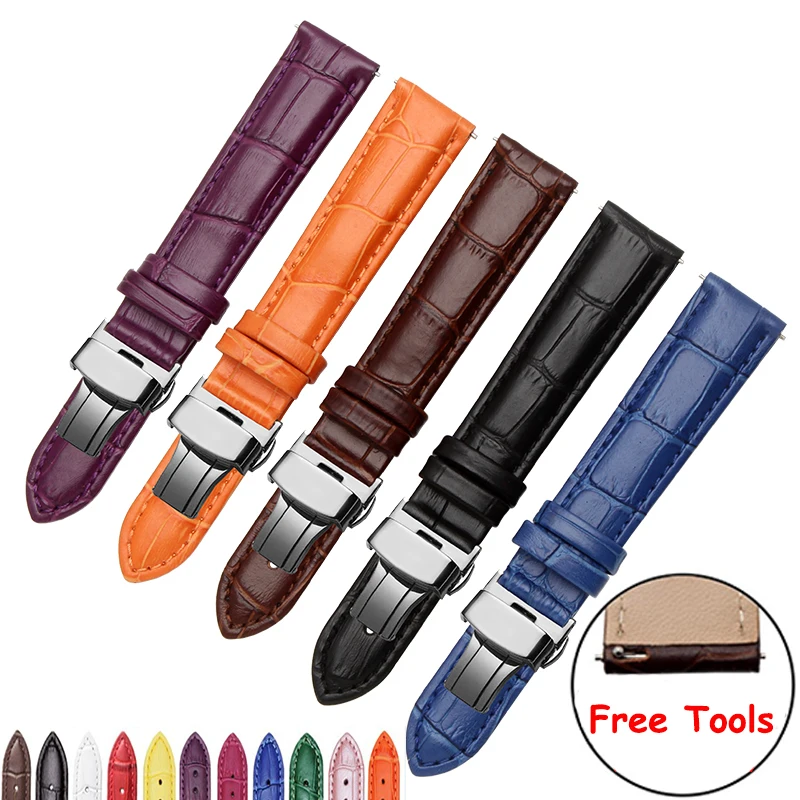 20mm 22mm Colorful genuine leather watchbands Classic