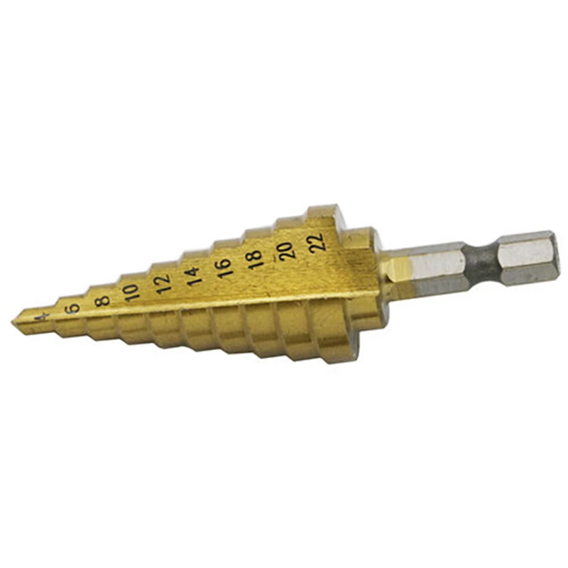 DWZ  1pc HSS Hex Titanium Coated Step Cone Drill Bit Hole Cutter Power Tools 4-22mm